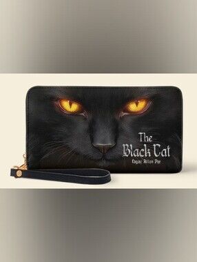 Lettoria The Black Cat Zip Vegan Leather Wallet Wristlet